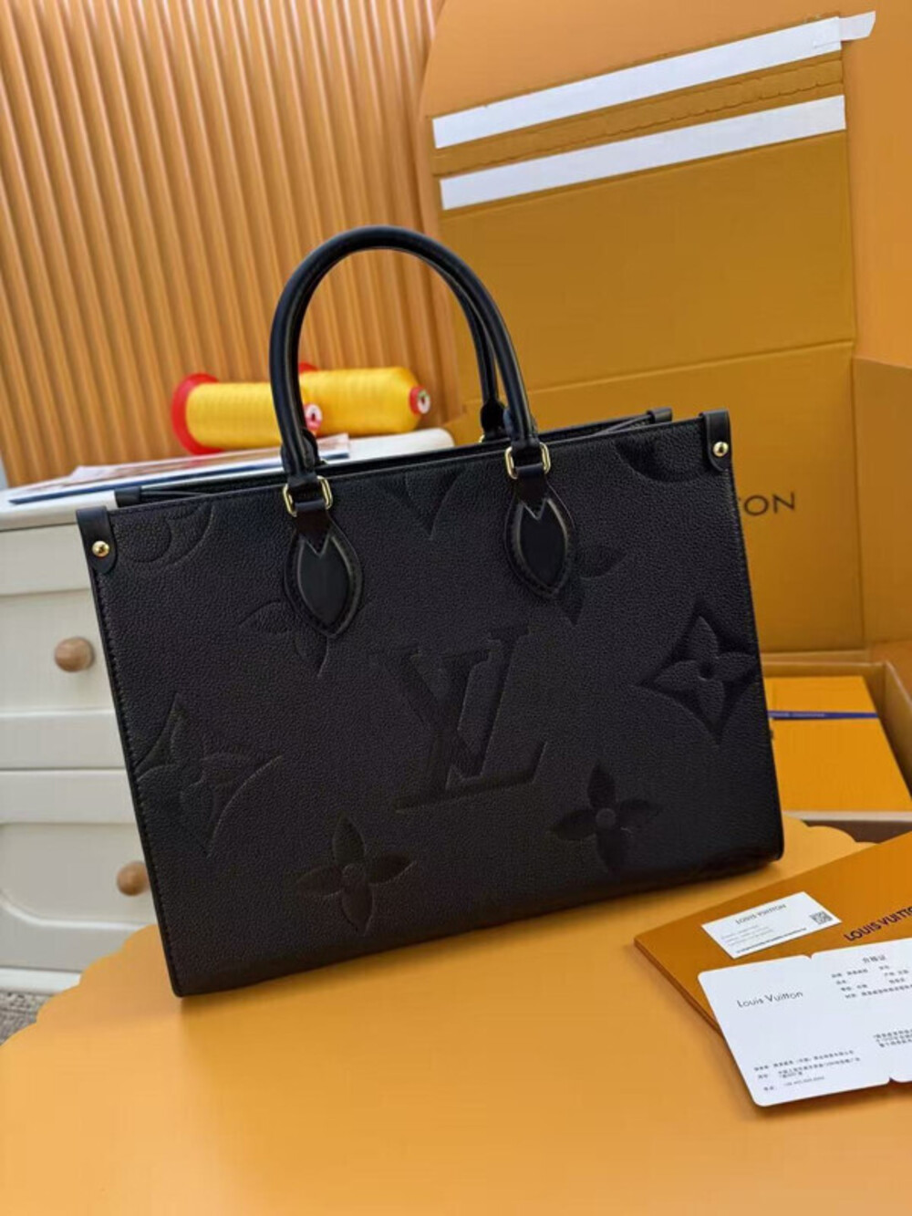 Louis Vuitton OnTheGo Black Embossed Leather Bag